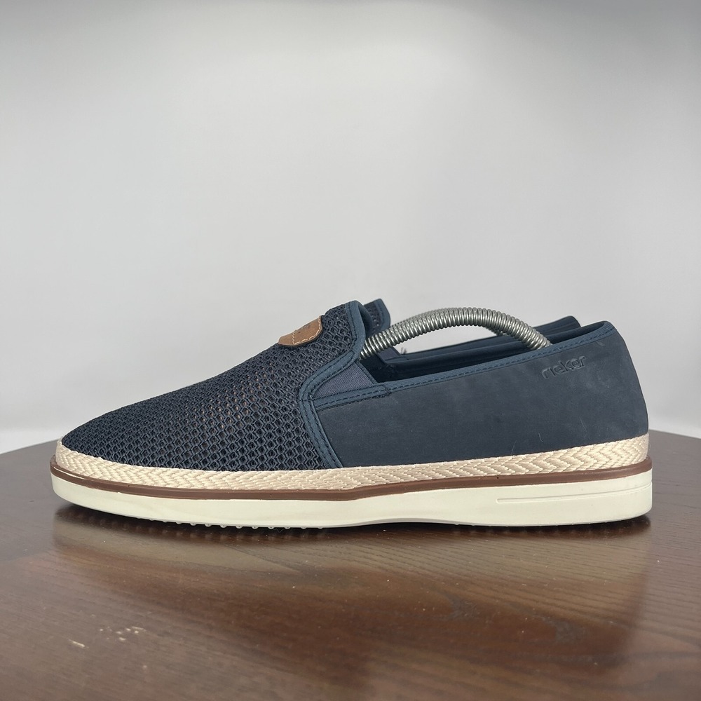 Rieker Shoes Mens 44 / 10.5 Blue Comfort Mesh Slip On Round Toe Low Top Sneakers
